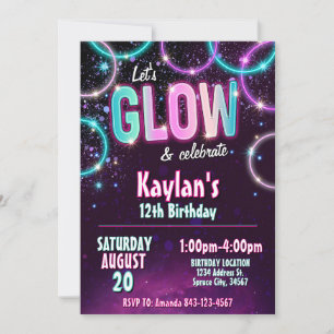 Glow Birthday Party Invite