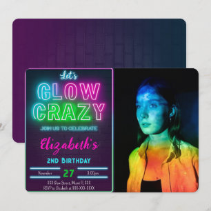 Glow Birthday Photo Invitation