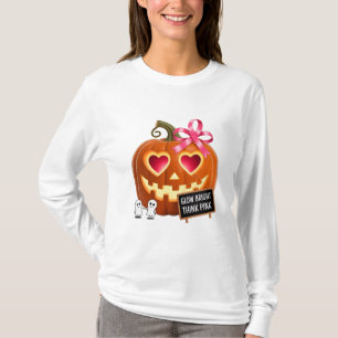 Glow Bright Think Pink, Pumpkin Breast Cancer T-Shirt