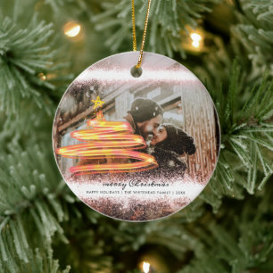Glow Christmas Tree Star Photo Glitter Ceramic Tree Decoration