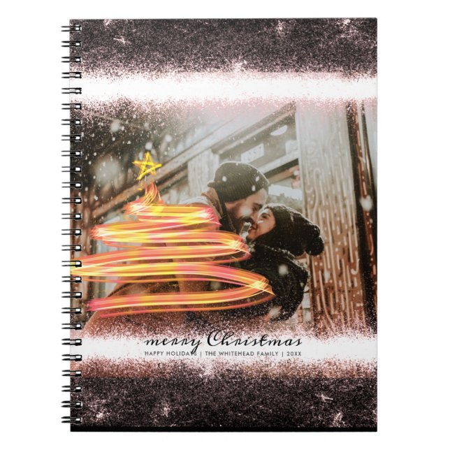 Glow Christmas Tree Star Photo Glitter Notebook (Front)