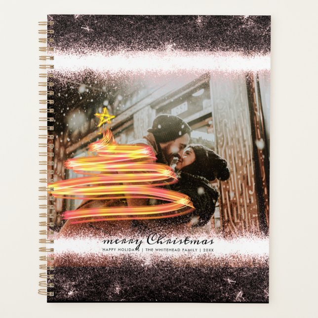 Glow Christmas Tree Star Photo Glitter Planner (Front)