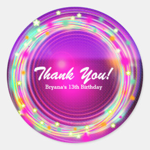 Glow Circles & Stars Birthday Party Favour Sticker