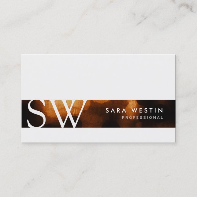 Glow Ember Monogram Modern Chic Business Card (Front)