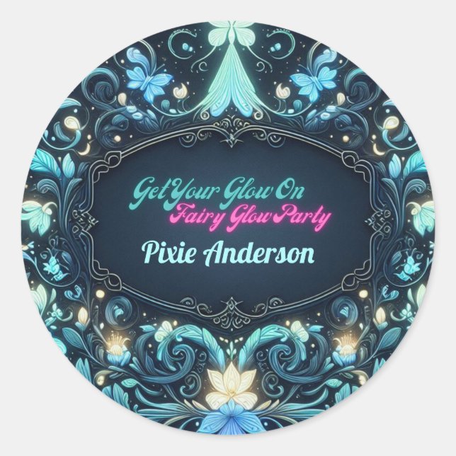 Glow Fairy Party Theme - Fairytale After Dark Classic Round Sticker (Front)