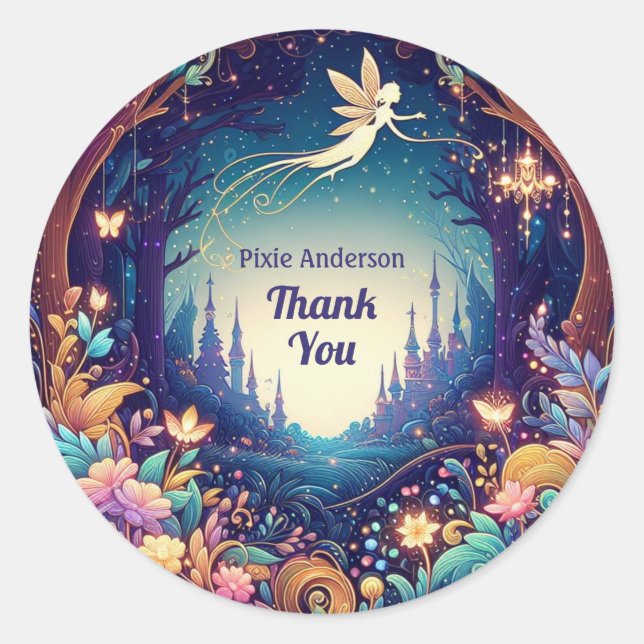 Glow Fairy Party Theme - Fairytale After Dark Classic Round Sticker (Front)