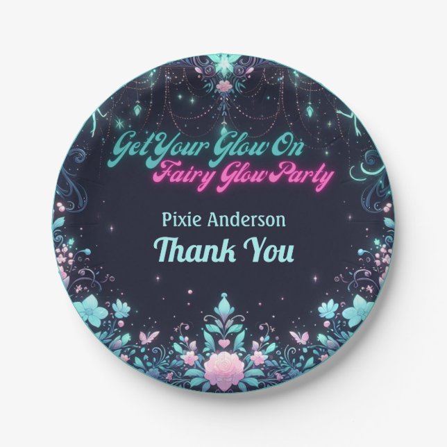 Glow Fairy Party Theme - Fairytale After Dark Paper Plate (Front)
