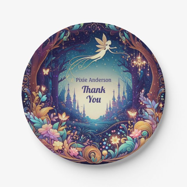Glow Fairy Party Theme - Fairytale After Dark Paper Plate (Front)