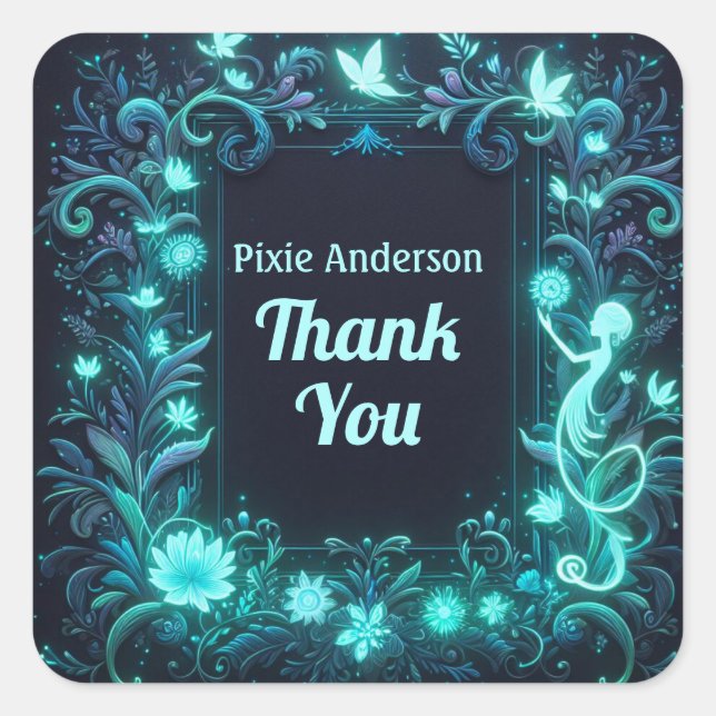 Glow Fairy Party Theme - Fairytale After Dark Square Sticker (Front)