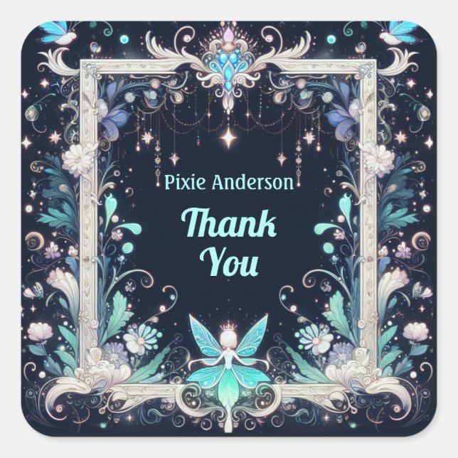 Glow Fairy Party Theme - Fairytale After Dark Square Sticker (Front)