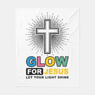 Glow For Jesus Christian Cross Light Shirt Design_ Fleece Blanket
