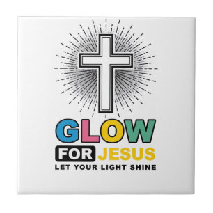 Glow For Jesus Christian Cross Light Shirt Design_ Tile