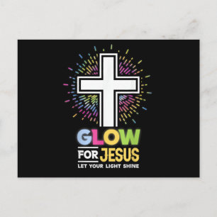 Glow for Jesus Christian Cross Tee Jesus Christ Bi Postcard