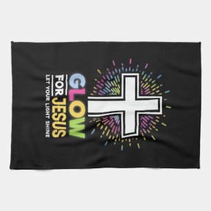 Glow for Jesus Christian Cross Tee Jesus Christ Bi Tea Towel
