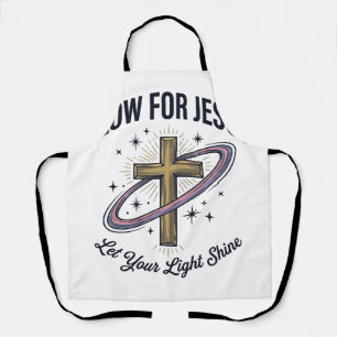 Glow for Jesus Christian Cross Vintage Vector Apron