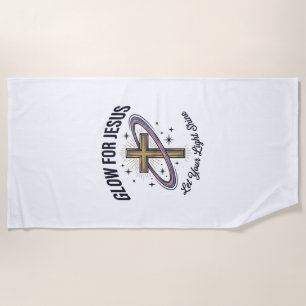Glow for Jesus Christian Cross Vintage Vector Beach Towel
