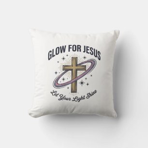 Glow for Jesus Christian Cross Vintage Vector Cushion