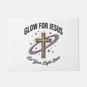 Glow for Jesus Christian Cross Vintage Vector Doormat