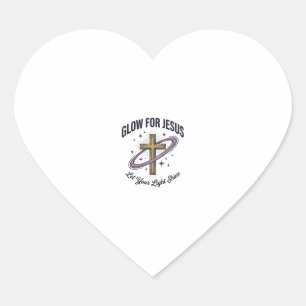 Glow for Jesus Christian Cross Vintage Vector Heart Sticker