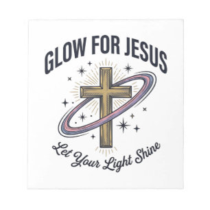 Glow for Jesus Christian Cross Vintage Vector Notepad