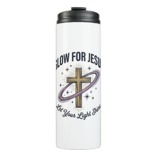 Glow for Jesus Christian Cross Vintage Vector Thermal Tumbler