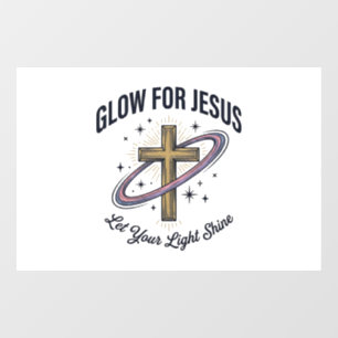 Glow for Jesus Christian Cross Vintage Vector Window Cling