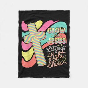 Glow For Jesus Christian Faith Lion God Christiani Fleece Blanket