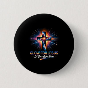 Glow For Jesus Cross 6 Cm Round Badge