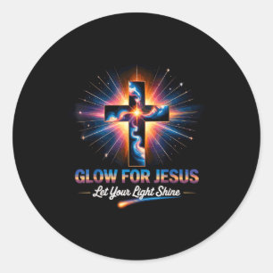 Glow For Jesus Cross Classic Round Sticker