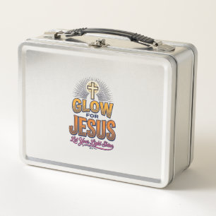 Glow for Jesus Let Your Light Shine Christian Desi Metal Lunch Box