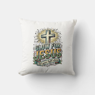 Glow For Jesus Vintage Christian Cross Shirt Cushion