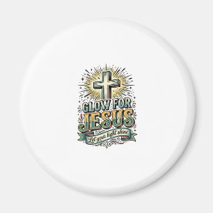 Glow For Jesus Vintage Christian Cross Shirt Magnet