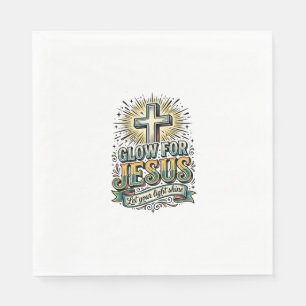 Glow For Jesus Vintage Christian Cross Shirt Napkin