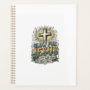 Glow For Jesus Vintage Christian Cross Shirt Planner