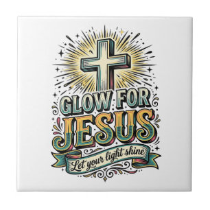 Glow For Jesus Vintage Christian Cross Shirt Tile