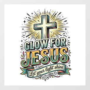 Glow For Jesus Vintage Christian Cross Shirt Window Cling
