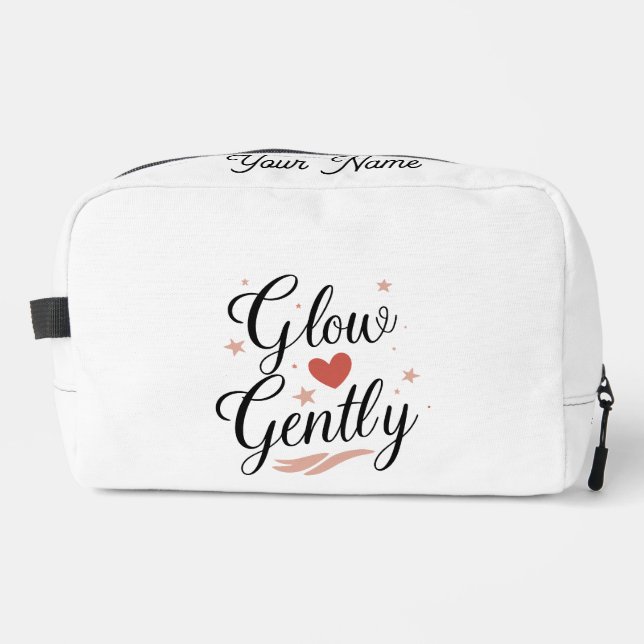 Glow Gently Pink Star Self Care Quote Dopp Kit (Front)