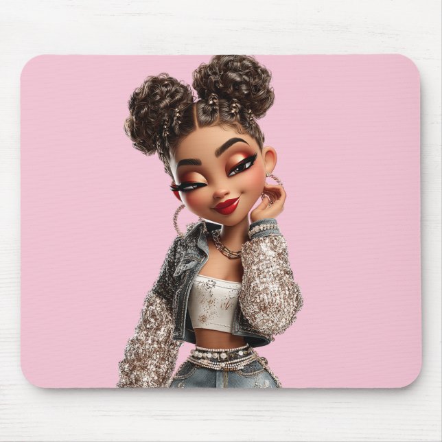 Glow Getter Mousepad | Sparkle Denim Glam (Front)
