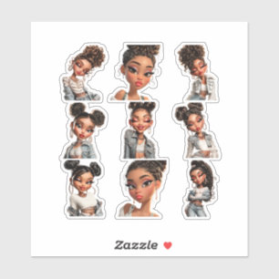 Glow Getter Sticker Pack   9 Fashion Portraits