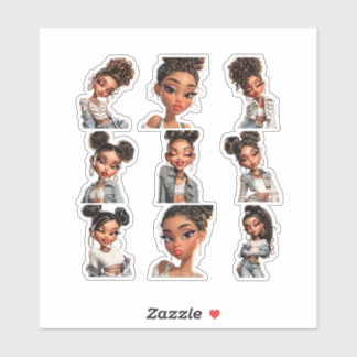 Glow Getter Sticker Pack | 9 Fashion Portraits