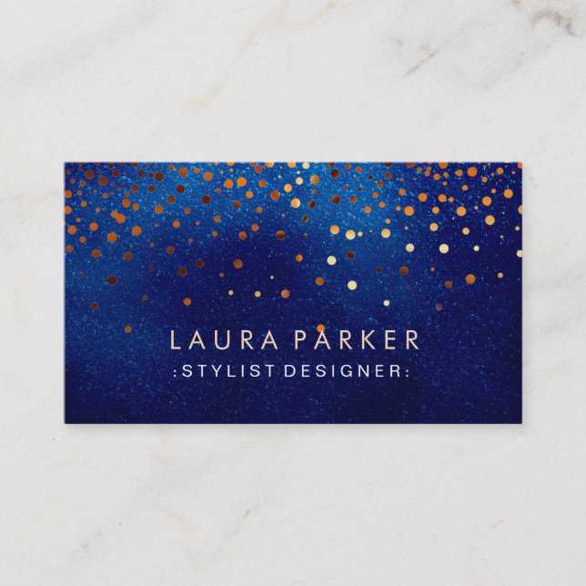Glow Glitter Blue Confetti Elegant Sky Business Card (Front)
