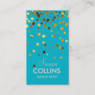 Glow Glitter Sparkle Teal Gold Makeup Artist Business Card