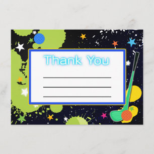Glow Golf Birthday Party THANK YOU card