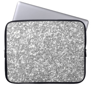 Glow Gray And White Glitter Texture Laptop Sleeve