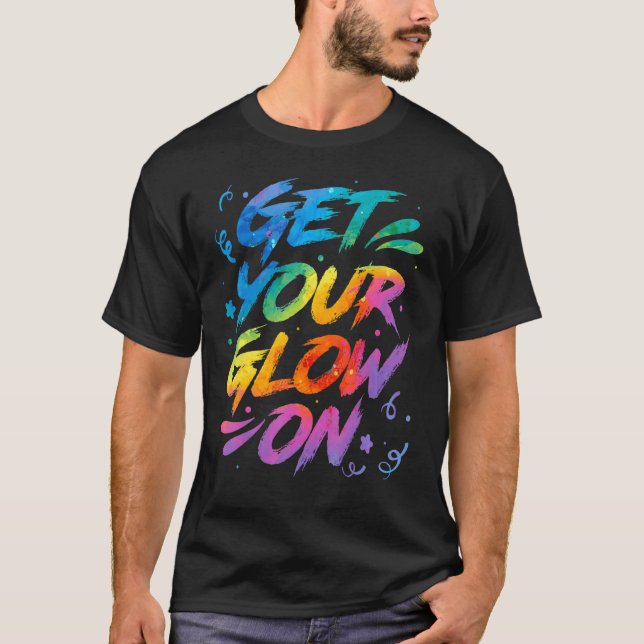 Glow  In Bright Colours 80 Theme T-Shirt (Front)