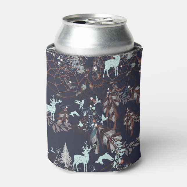 Glow in dark nature boho tribal pattern can cooler (Can Front)
