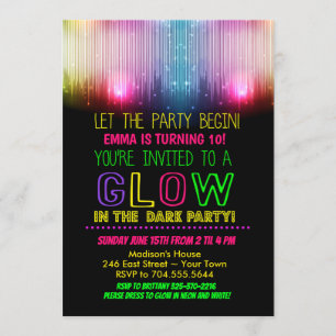 Glow in the dark birthday invitation