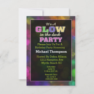 Glow In the Dark Birthday Invitations