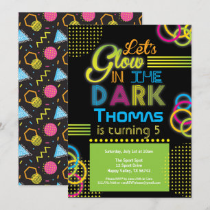 Glow in the dark birthday party invitation