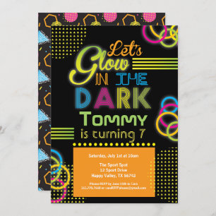 Glow in the dark birthday party orange invitation